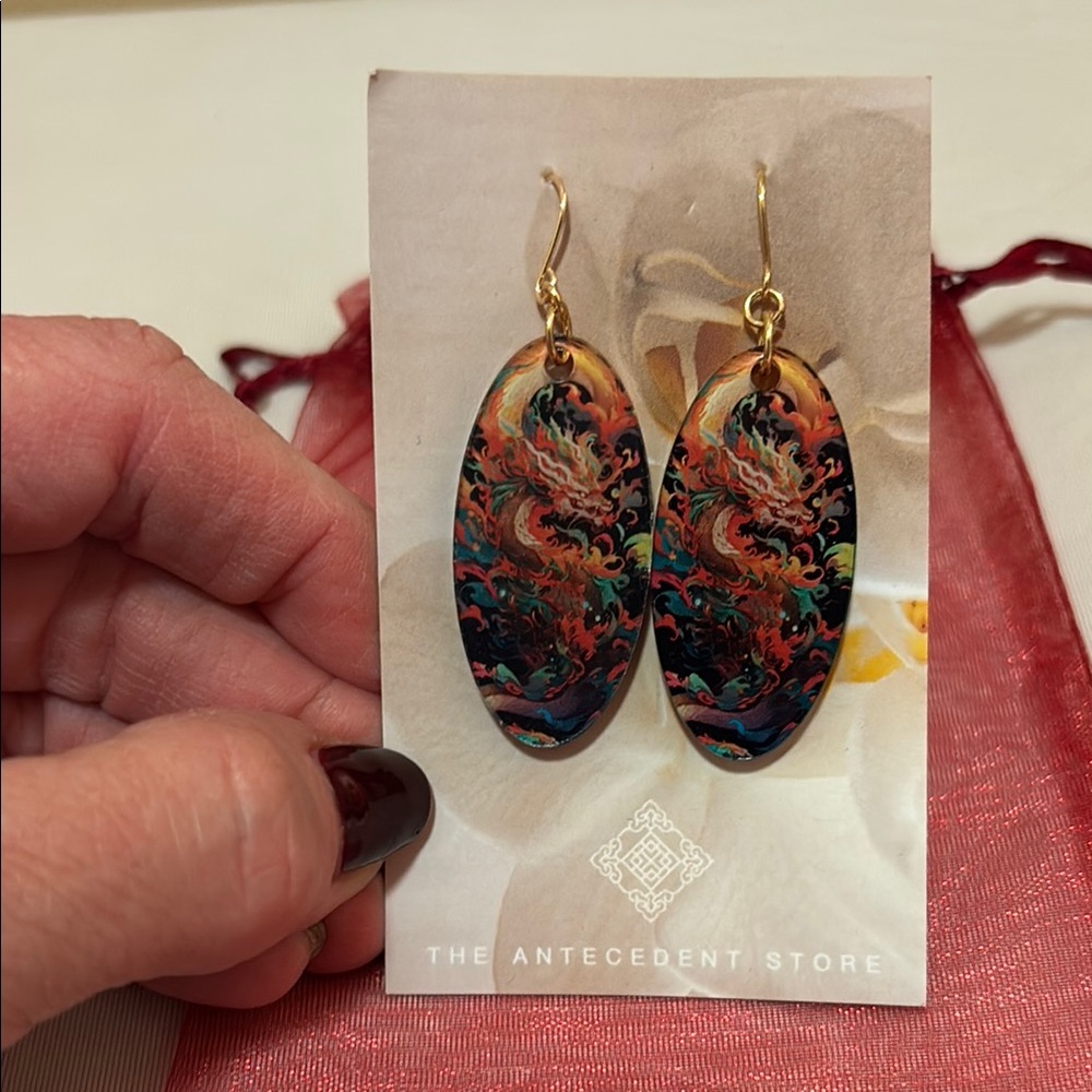 Dramatic Lucite Dragon Earrings